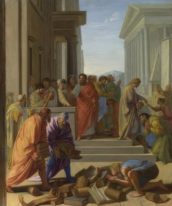 Apostoł Paweł wygłasza kazanie w Efezie. 1649 autorstwa Eustache Le Sueur