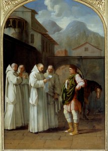 Św. Bruno (1030-1101), założyciel Zakonu Kartuzów otrzymuje wiadomość od papieża Urbana II (Urbano II) autorstwa Eustache Le Sueur