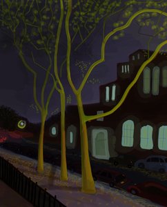11th Street At Night, 2016 (narysowane ręcznie na iPadzie ołówkiem Apple) autorstwa Evan Sklar