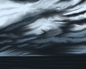 Błękitne niebo i ocean, ok. 2020-24 (grafika cyfrowa) autorstwa Evan Sklar