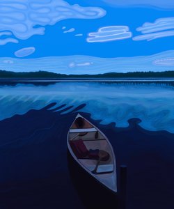 Kajak na jeziorze Maine o zmierzchu (grafika cyfrowa) autorstwa Evan Sklar