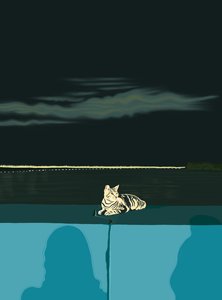 Kot na ścianie, Panama City, ok. 2020-24 (grafika cyfrowa) autorstwa Evan Sklar