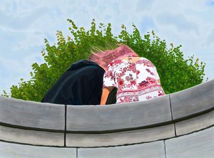 Para w ogrodzie Toulleries (grafika cyfrowa) autorstwa Evan Sklar