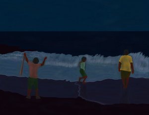 Final Fire Island Beach At Night (grafika cyfrowa) autorstwa Evan Sklar