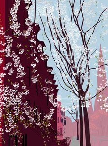 Garfield Place, Spring, Brooklyn, ok. 2020-24 (grafika cyfrowa) autorstwa Evan Sklar