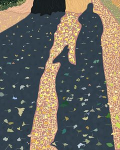 Liście ginko i cienie, Brooklyn (grafika cyfrowa) autorstwa Evan Sklar
