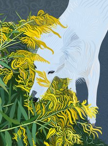 Goatdbeard White Dog i Goldenrod (grafika cyfrowa)