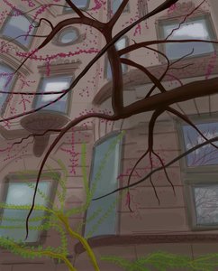 Prospect Parek West i Fifth Street, Brooklyn, 2017 (narysowane ręcznie na iPadzie ołówkiem Apple) autorstwa Evan Sklar