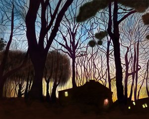 Budynki sklepowe o świcie, Brooklyn (grafika cyfrowa) autorstwa Evan Sklar