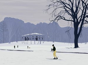 Narciarz, Prospect Park, Brooklyn (grafika cyfrowa) autorstwa Evan Sklar
