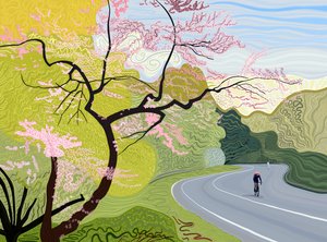 Wiosenny rowerzysta w Prospect Park (grafika cyfrowa) autorstwa Evan Sklar