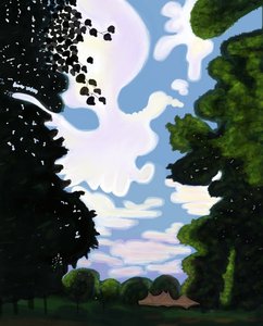 Namiot i niebo, Prospect Park 2018 (narysowane ręcznie na iPadzie ołówkiem Apple) autorstwa Evan Sklar