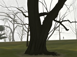 Drzewo i biegacz. Wczesny poranek. Prospect park (sztuka cyfrowa) autorstwa Evan Sklar
