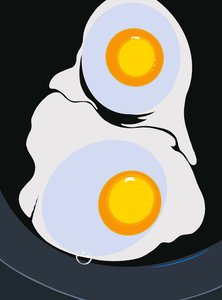 Dwa jajka smażone na żeliwnej patelni Brooklyn (grafika cyfrowa) autorstwa Evan Sklar