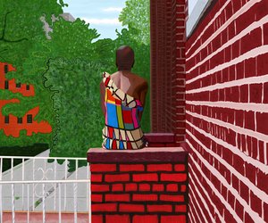 Kobieta siedząca w Crown Heights, lato (grafika cyfrowa) autorstwa Evan Sklar
