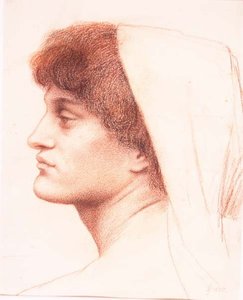 Profil kobiecej głowy autorstwa Evelyn De Morgan