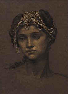 Studium do Medei, ok. 1889 (czarna kreda wzmocniona złotą farbą) autorstwa Evelyn De Morgan