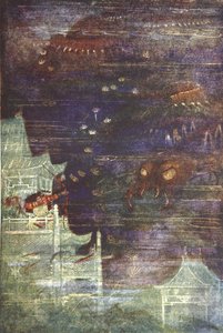 Hidesato i stonoga, ilustracja z „The Myths and Legends of Japan” autorstwa F. Hadlanda Davisa autorstwa Evelyn Paul