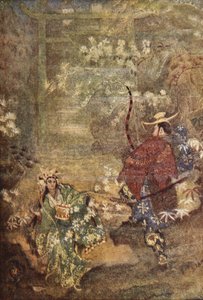 Hoori i córka boga mórz, ilustracja z „Japońskich mitów i legend” F Hadlanda Davisa autorstwa Evelyn Paul