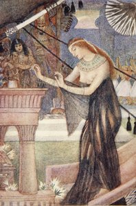 Odejście Izydy z Byblos, ilustracja z „Mity o starożytnym Egipcie” Lewisa Spence