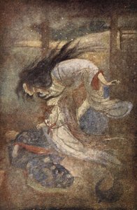 Yuki-Onna, Pani Śnieżna, ilustracja z „Mity i legendy Japonii” F. Hadlanda Davisa autorstwa Evelyn Paul