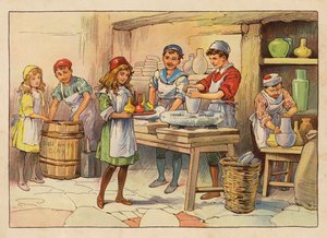 Little Workers: Garncarze (kolorowa litografia) autorstwa Evelyn Stuart Hardy