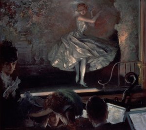 Tancerka w bieli przed reflektorami autorstwa Everett Shinn