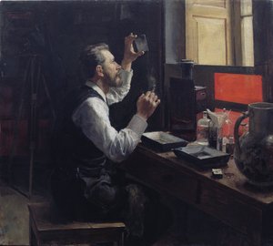 Fotograf amator (olej na płótnie) autorstwa Evgeniy Iosipovich Bukovetsky