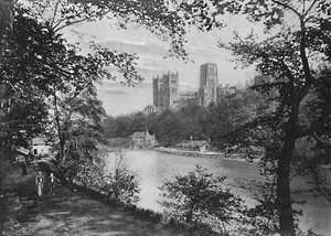„Katedra w Durham, z mostu Prebenda”, c1896 autorstwa FW Morgan