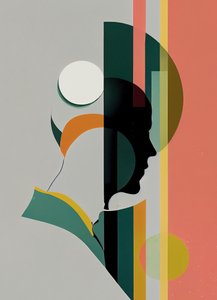 Abstrakcyjny minimalistyczny portret mężczyzny, piękne kolory, grafika ścienna autorstwa F. Abderrahim