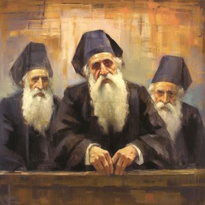 Obraz portretowy starszyzny zakonnej duchowieństwa, grafika na płótnie autorstwa F. Abderrahim