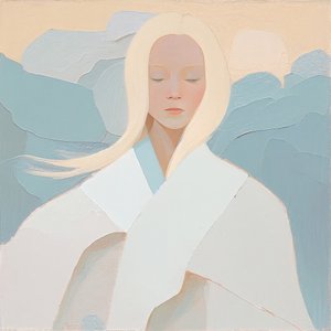 portret białej blondynki, obraz abstrakcyjny, oprawione wydruki na płótnie autorstwa F. Abderrahim