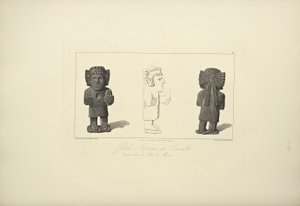 Azteccy idole w bazalcie, ilustracja z „Widoki kordylierów i pomników rdzennych ludów Ameryki” autorstwa Alexandra von Humboldta i Aime Bonpland autorstwa F. Arnold