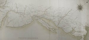 Ogólna mapa obozów i przemarszów armii w Ameryce na rozkaz Rochambeau, fragment prawej strony, z 