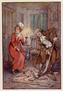 Ilustracja do "Opowieści o dwóch miastach" Charlesa Dickensa (kolorowa litografia)
