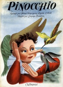 Okładka książki „Pinokio”, ilustracja Simonne Baudoin, wyd. CastermanUwaga: REZERWY PRAW autorstwa F. Rothier