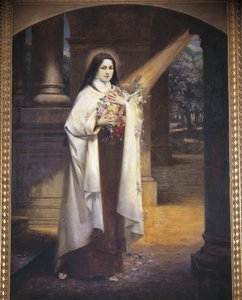 Święta Teresa z Lisieux, XX wiek (malowidło ścienne) autorstwa F. Roytelet