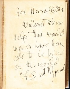 Autorski napis na nalepce pierwszego wydania „Czuła jest noc” autorstwa F. Scott Fitzgerald