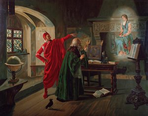 Marguerite, Faust i Mefisto Scena z Fausta Charlesa Gounoda (1818-1893) c.1900