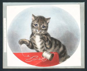 Always at Mischief - wiktoriańska kartka z życzeniami (chromolitho) autorstwa Fanny Corbaux