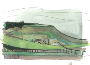Ditchling Beacon, 2017 (akwarela na papierze) autorstwa Faye Bridgwater