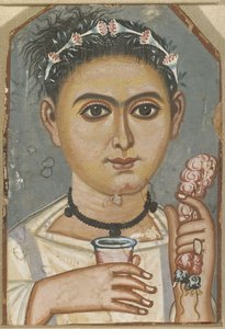 Chłopiec z kwiecistą girlandą we włosach, ok. 200-230 autorstwa Fayum mummy portraits