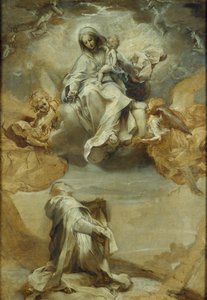 Św. Dominik de Guzman przyjmujący różaniec, ok. 1588 r. autorstwa Federico Barocci