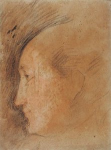 Głowa kobiety z profilu po lewej stronie autorstwa Federico Barocci