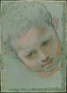 Głowa chłopca, ok. 1586-1589 czarna, czerwona, biała i stonowana kreda) autorstwa Federico Fiori Barocci or Baroccio