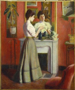 Kobieta przed lustrem par Zandomeneghi, Federico (1841-1917). Olej na płótnie, format : 65x55 autorstwa Federigo Zandomeneghi