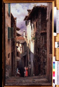 „Scene de rue a Bellagio en Italie” Peinture de Fiodor Andreyevich Bronnikov (1827-1902) 1875 Państwowa Galeria Tretiakowska, Moskwa autorstwa Fedor Andreevich Bronnikov