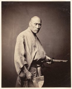 Samuraj, Yokohama (1864-65) (odbitka srebrna albumu) autorstwa Felice (1825 c.1908) Beato
