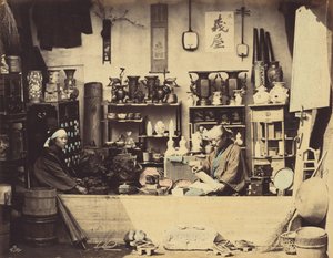 Sklep z osobliwościami, ok. godz. 1865. autorstwa Felice Beato