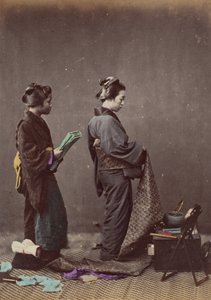 Zakładanie Obi lub Pasa, 1868. autorstwa Felice Beato